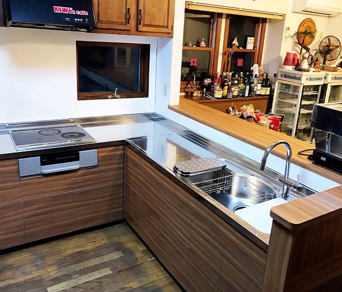 L型カウンター(溶接一体タイプ) | ステンレスワークトップとキッチン